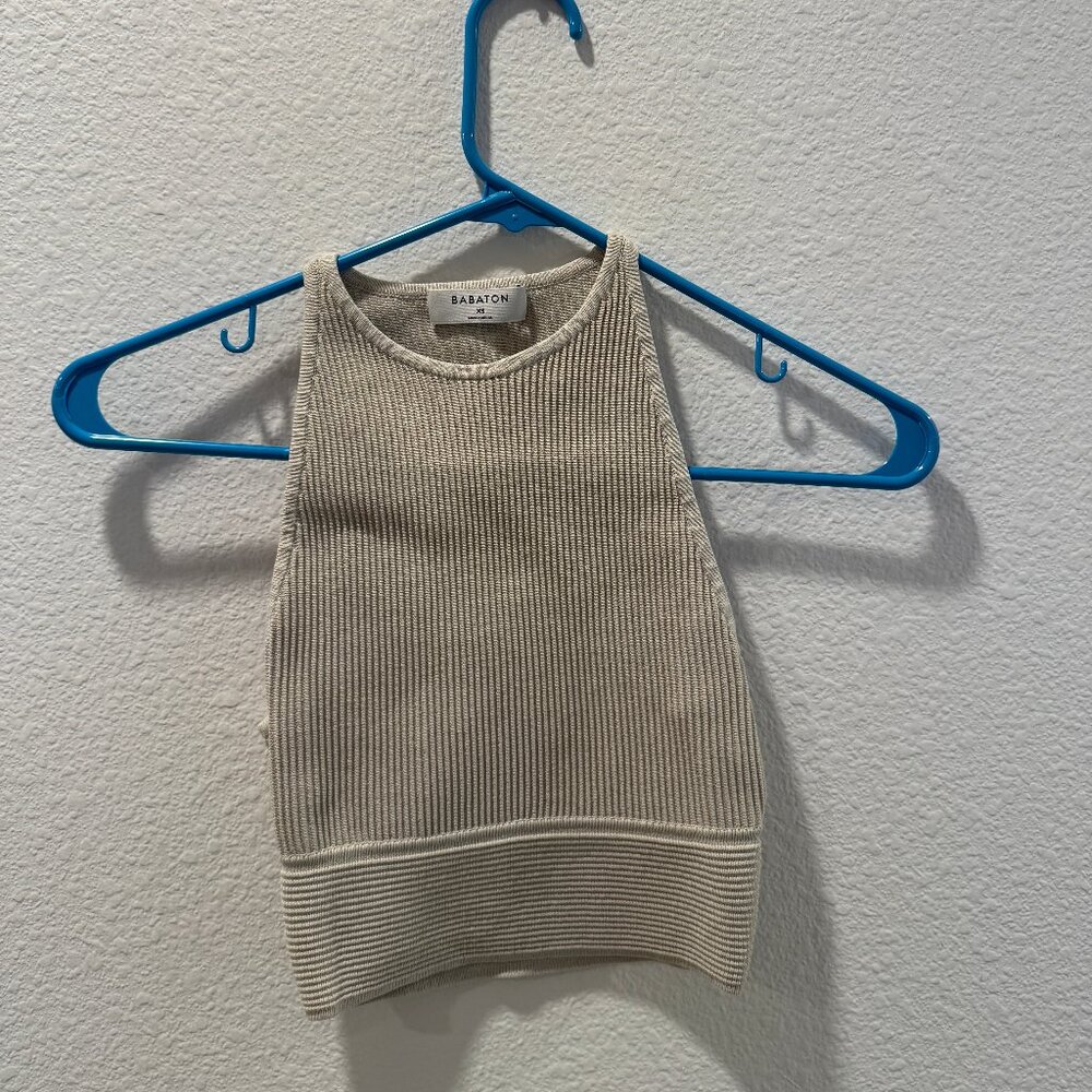 Aritzia Babaton Stefano Scrulpt Knit Tank (Matte Pearl - XS)